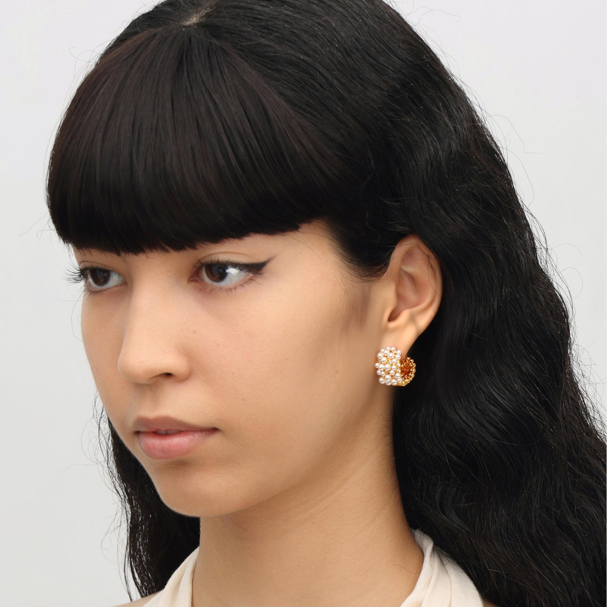 RSNY Pearl Crystal Diamond Earrings - R2213B