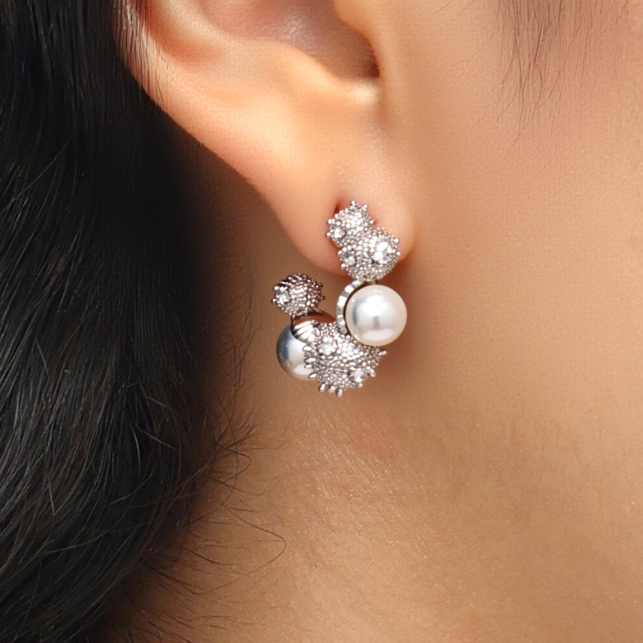 RSNY Pearl Crystal Diamond Earrings - R2222A