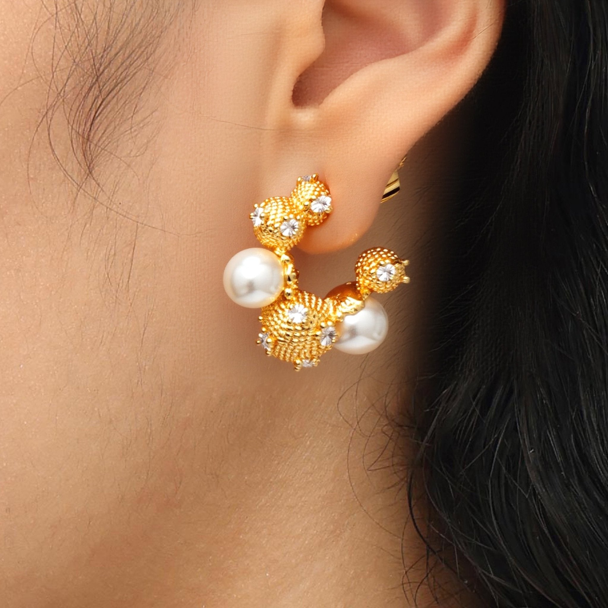 RSNY Pearl Crystal Diamond Earrings - R2222B
