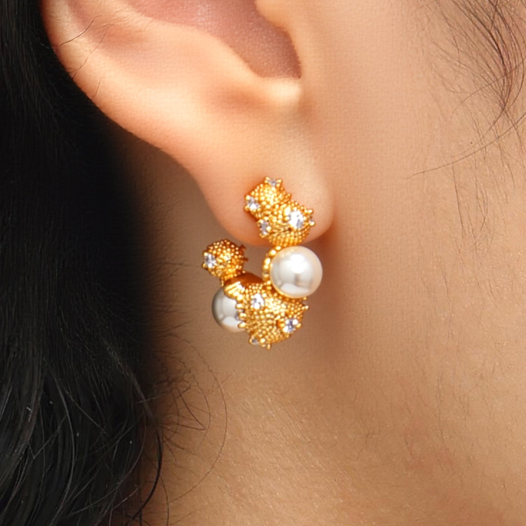 RSNY Pearl Crystal Diamond Earrings - R2222B