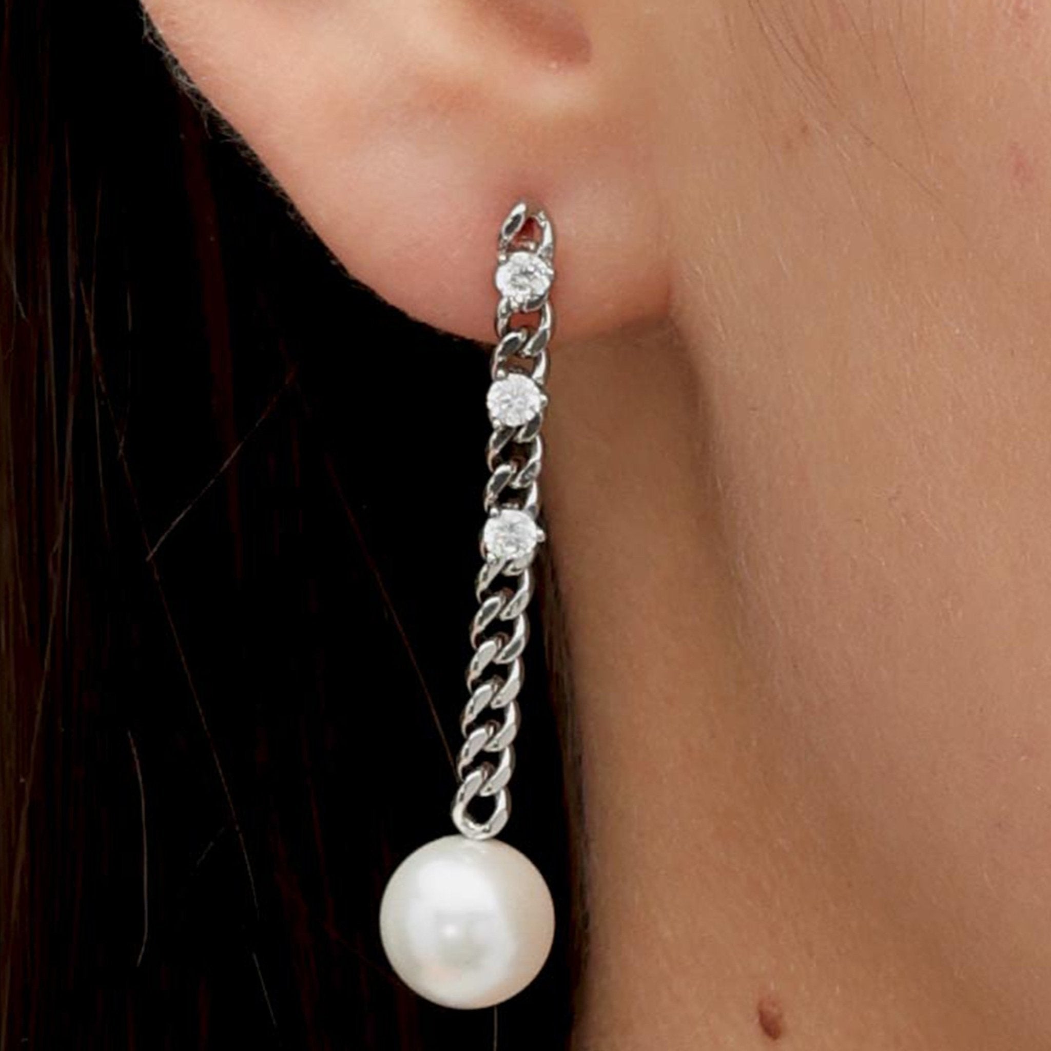 RSNY pearl soft chain earrings - R2167A