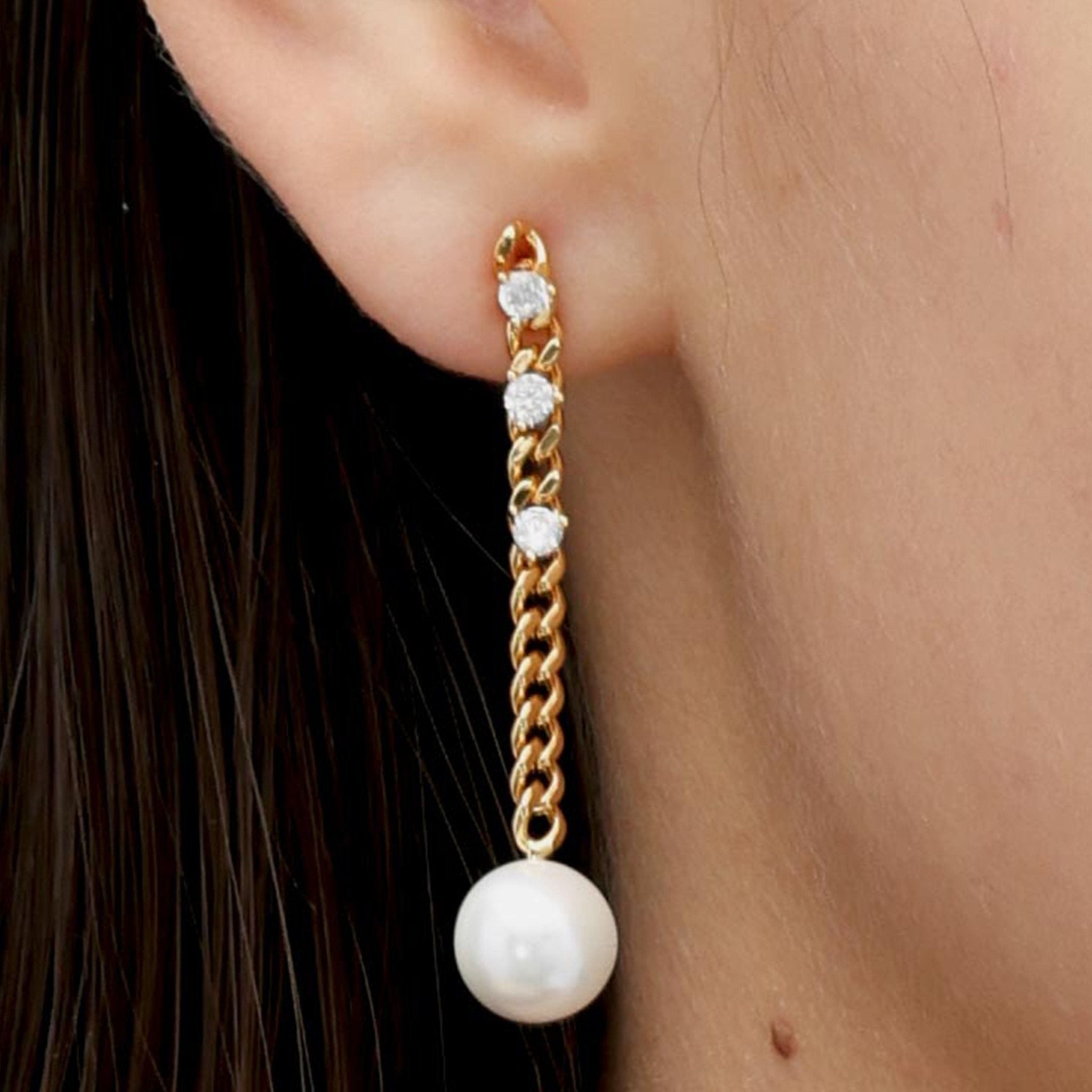 RSNY pearl soft chain earrings - R2167B