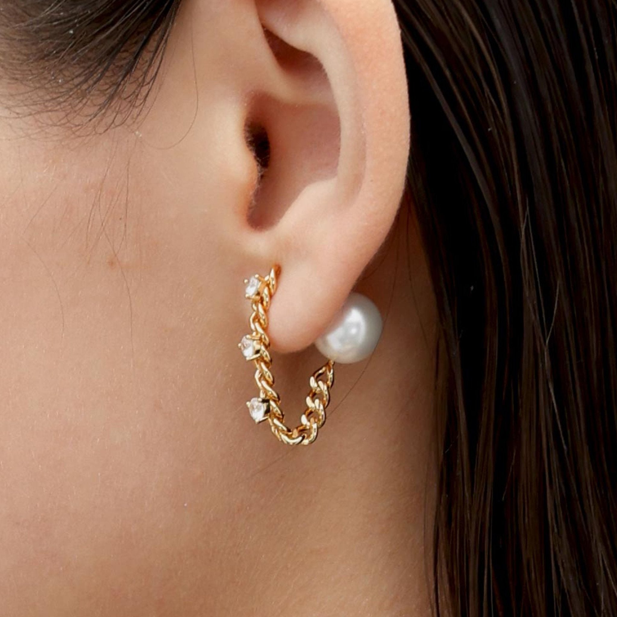 RSNY pearl soft chain earrings - R2167B