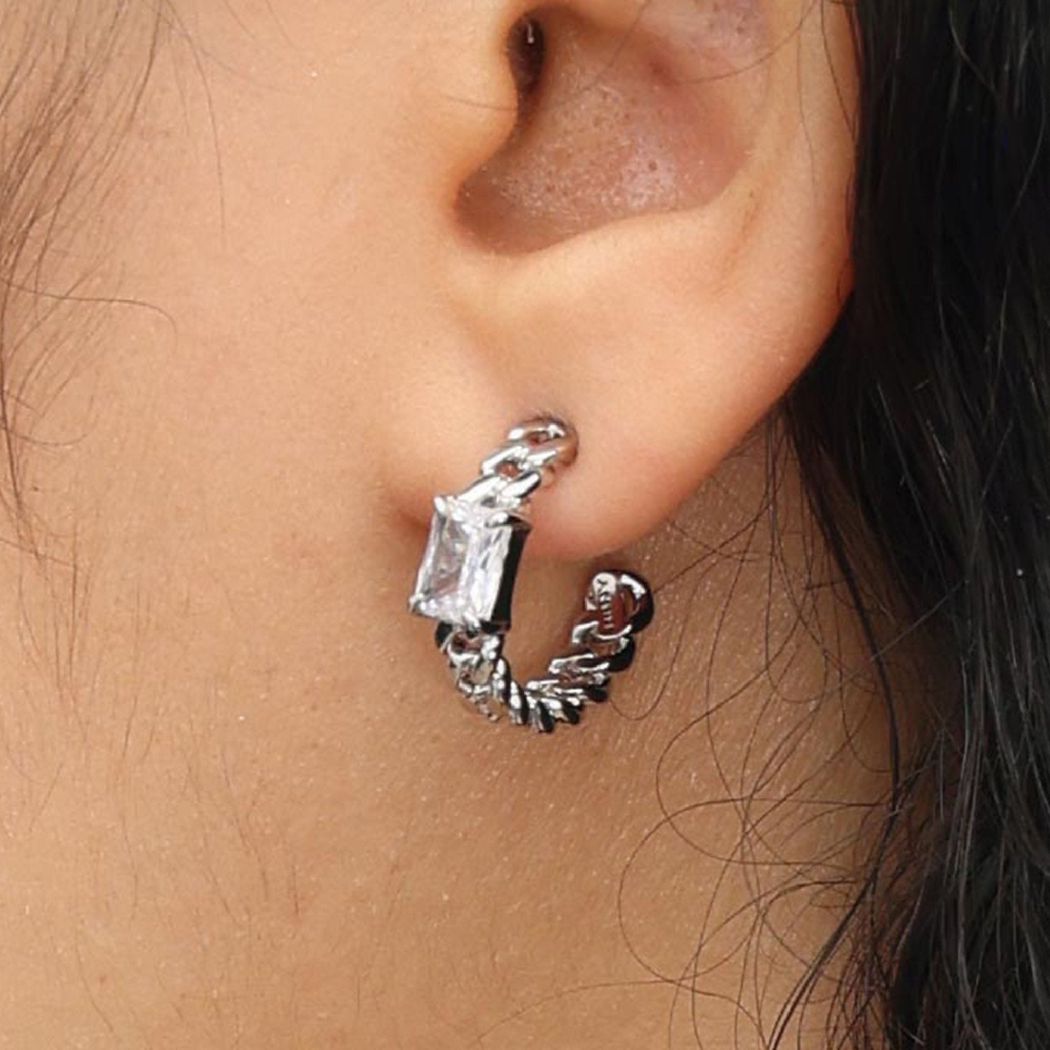 RSNY princess square chain earrings - R2106A