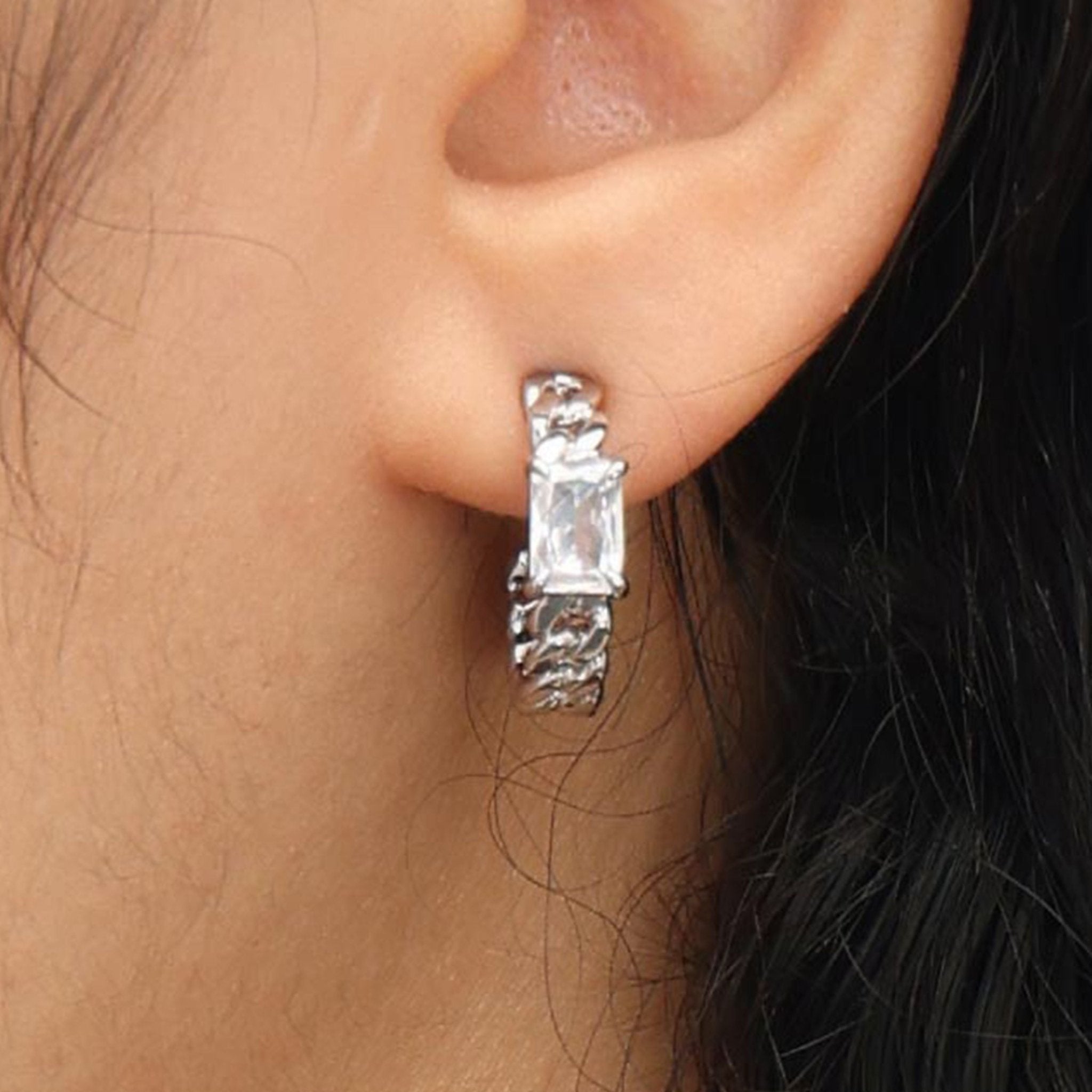 RSNY princess square chain earrings - R2106A