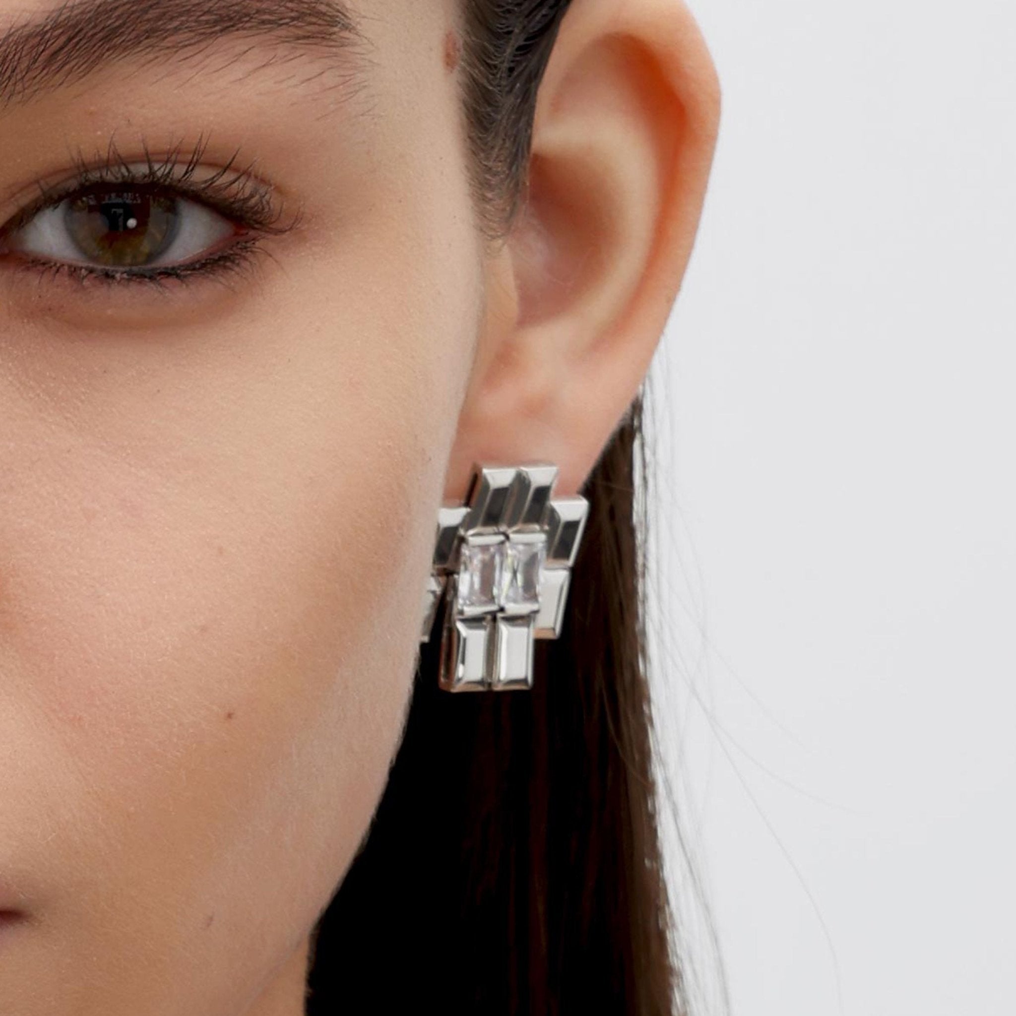 RSNY princess square splicing stud earrings - R2147A