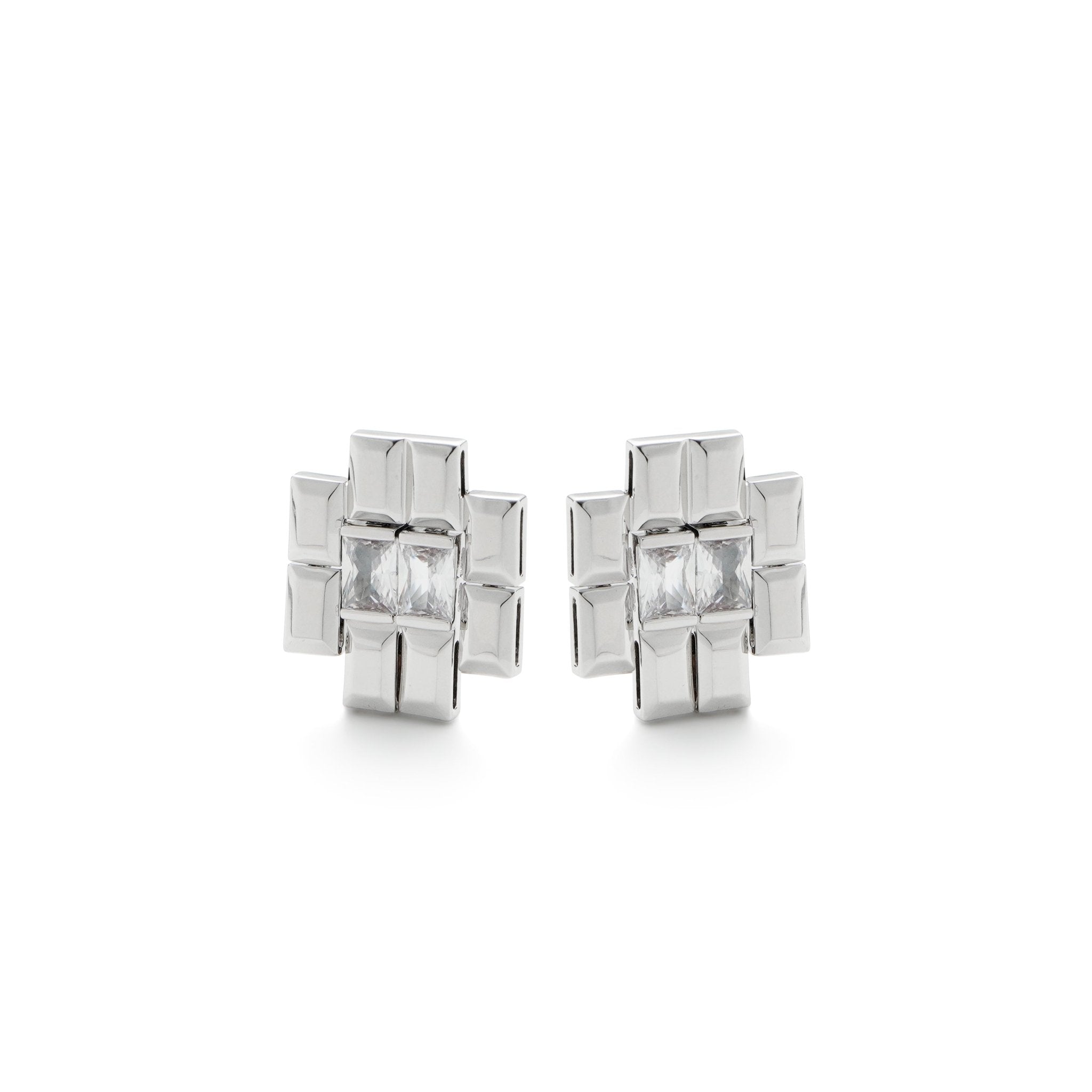 RSNY princess square splicing stud earrings - R2147A
