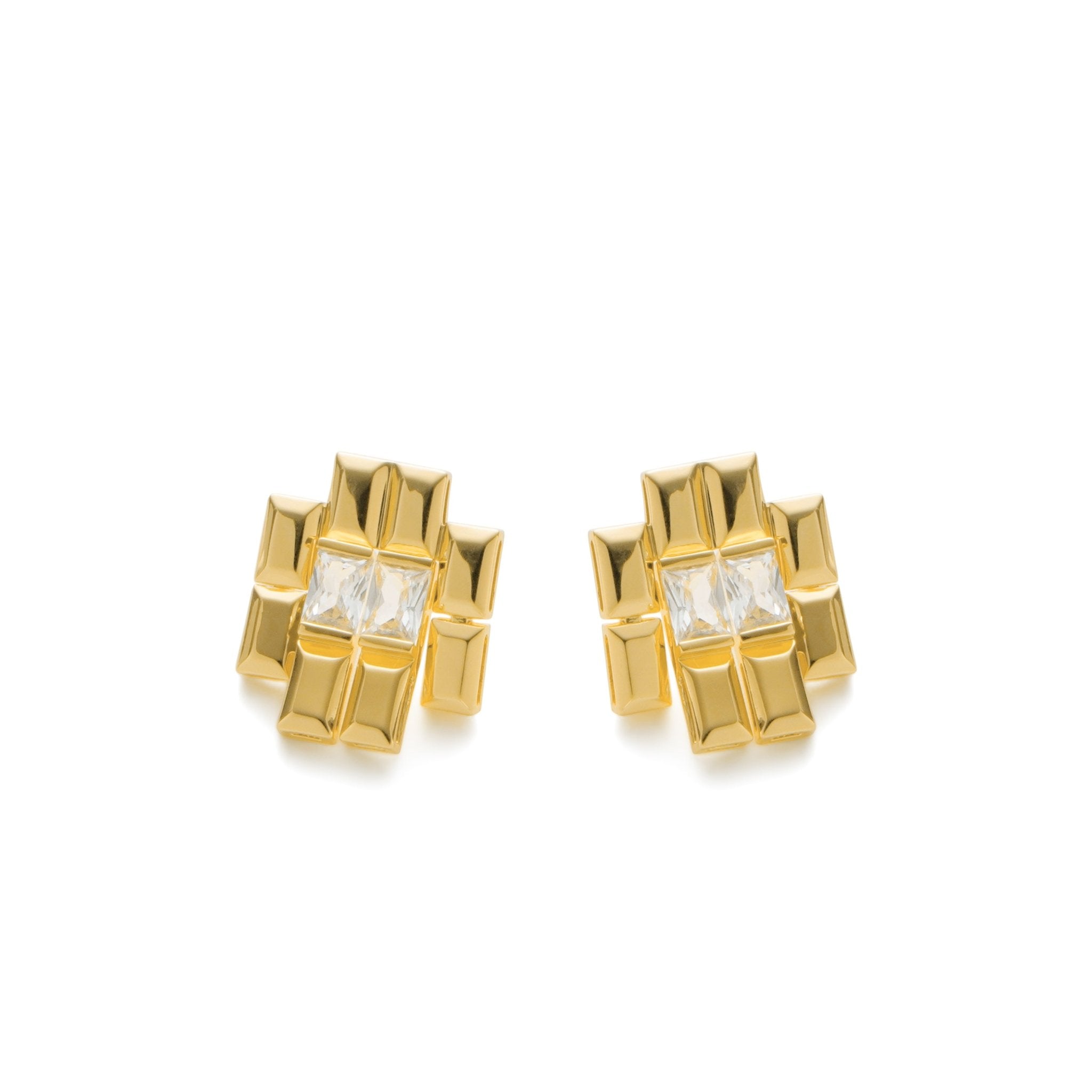 RSNY princess square splicing stud earrings - R2147B