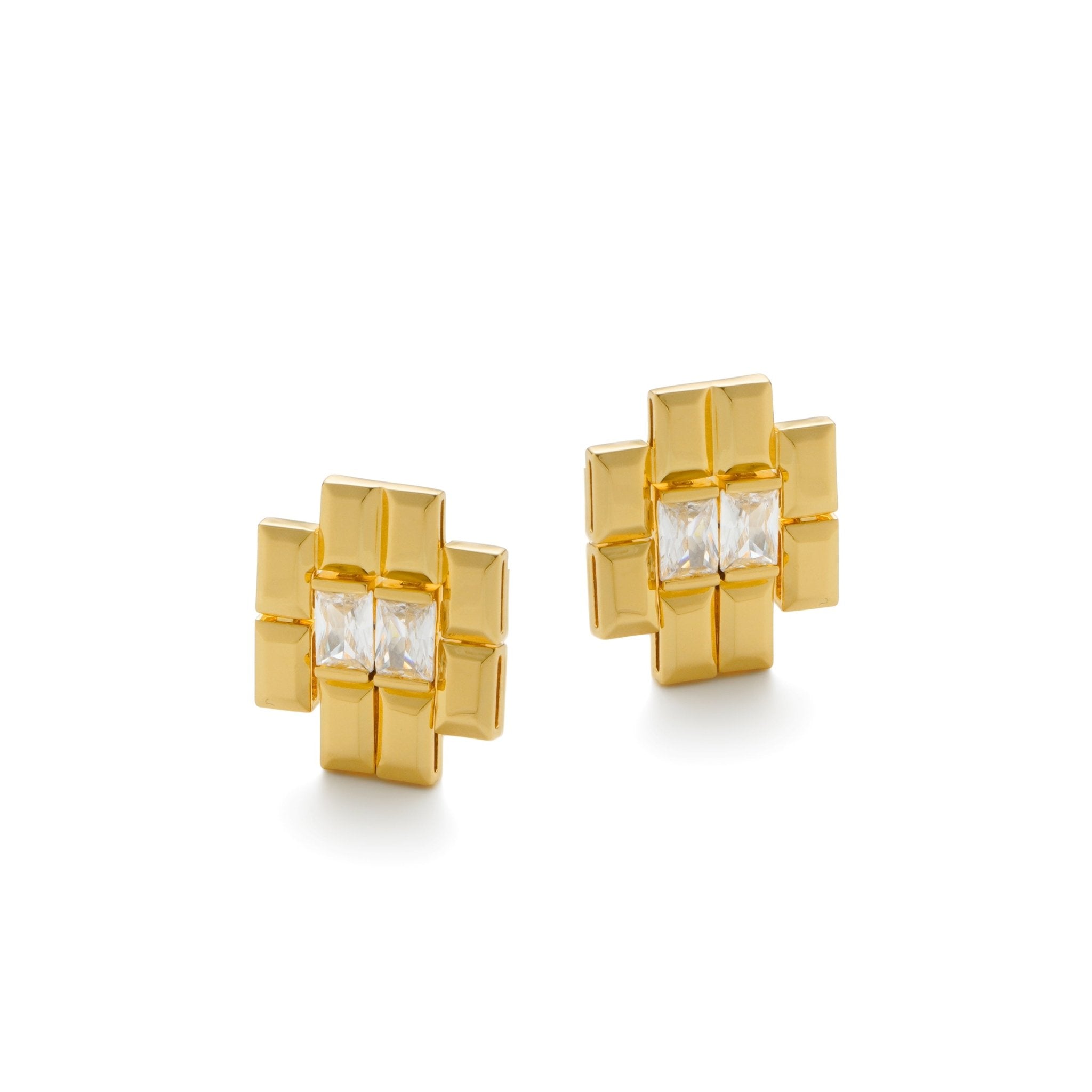 RSNY princess square splicing stud earrings - R2147B