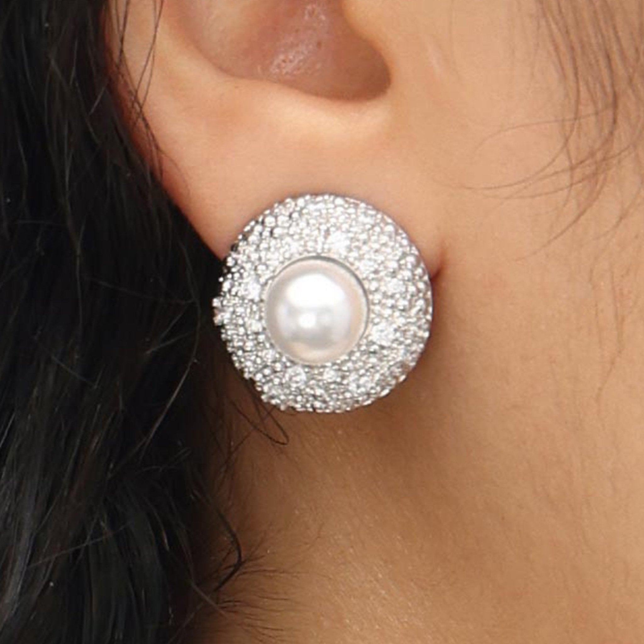 RSNY Shiny Pearl Stud Earrings - R2086A