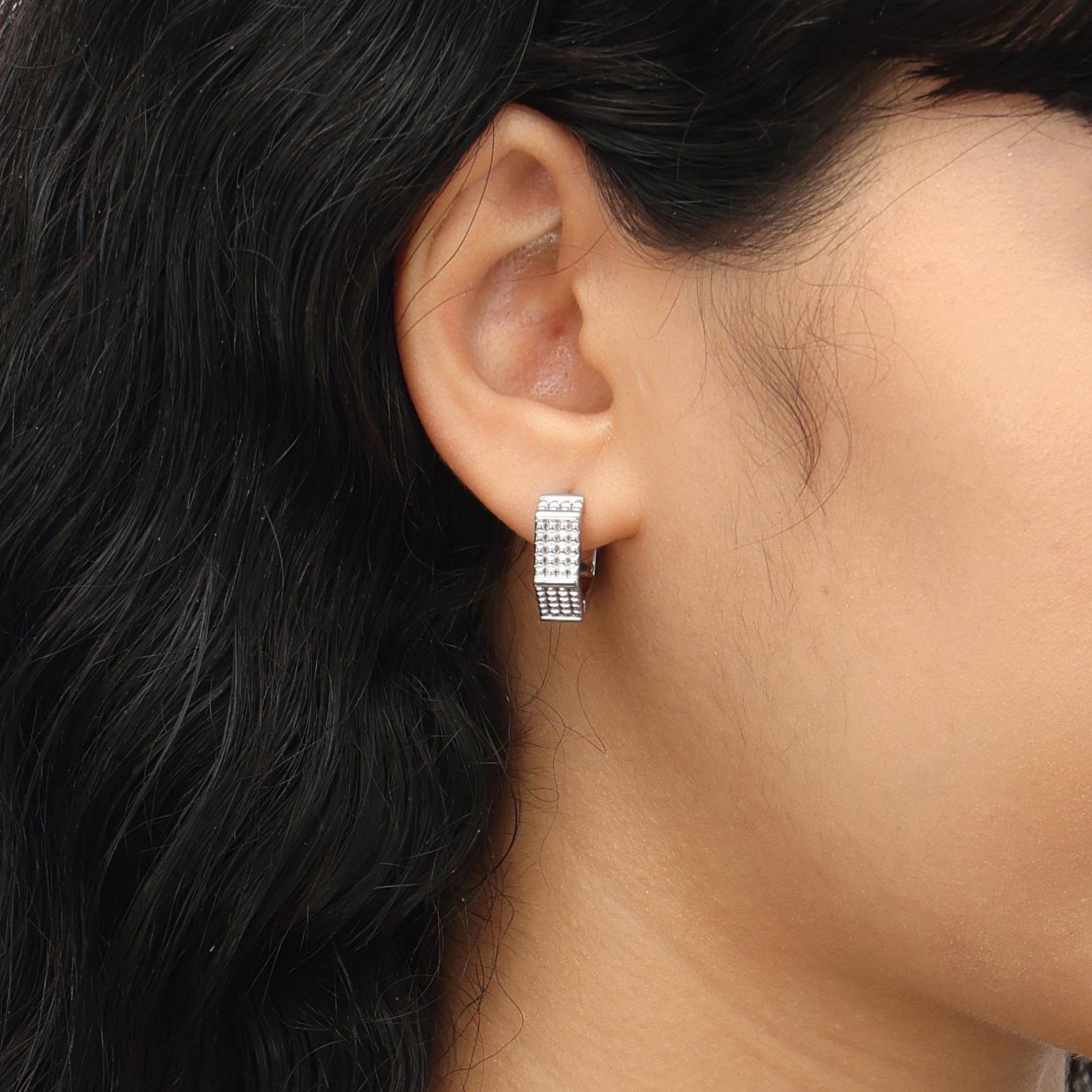 RSNY six - sided diamond earrings - R2074A