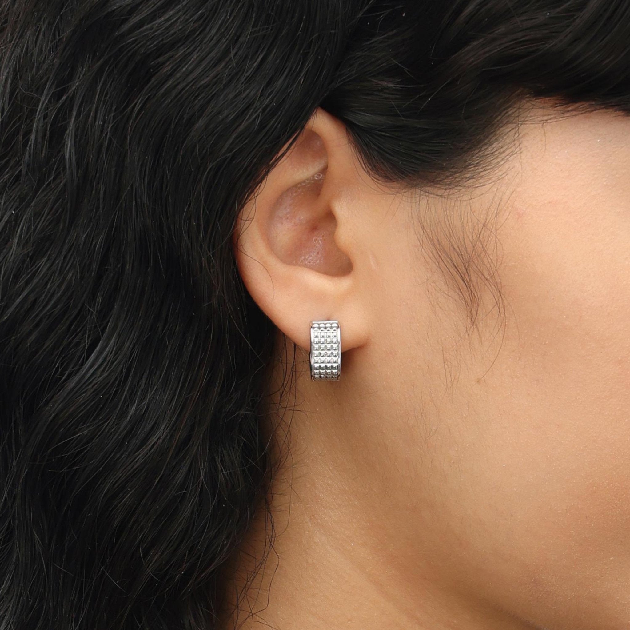RSNY Square Diamond Textured Earrings - R2049A