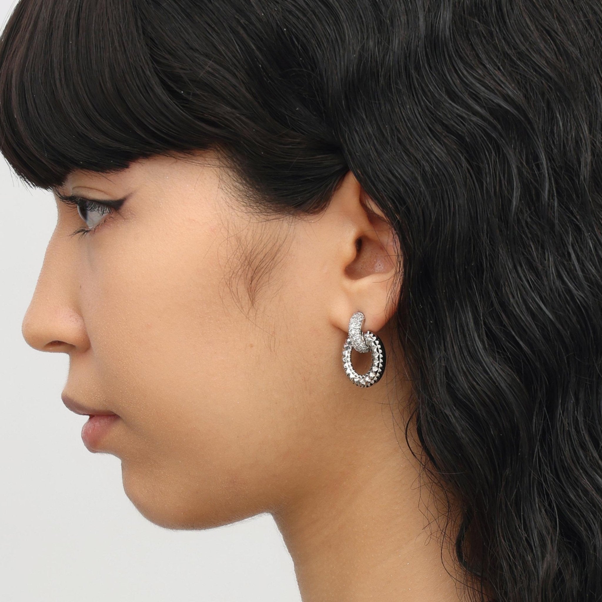 RSNY textured chain stud earrings - R2058A