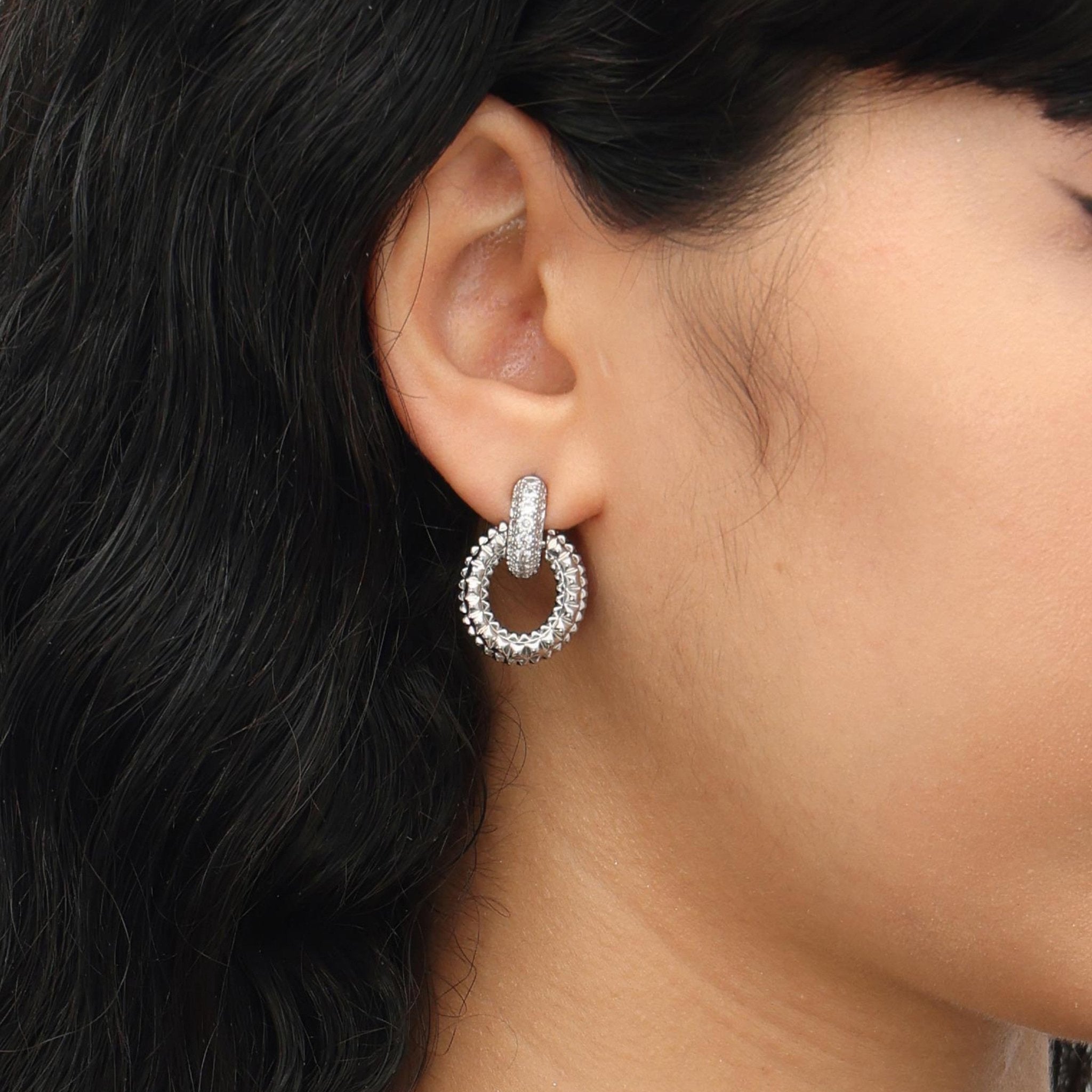 RSNY textured chain stud earrings - R2058A