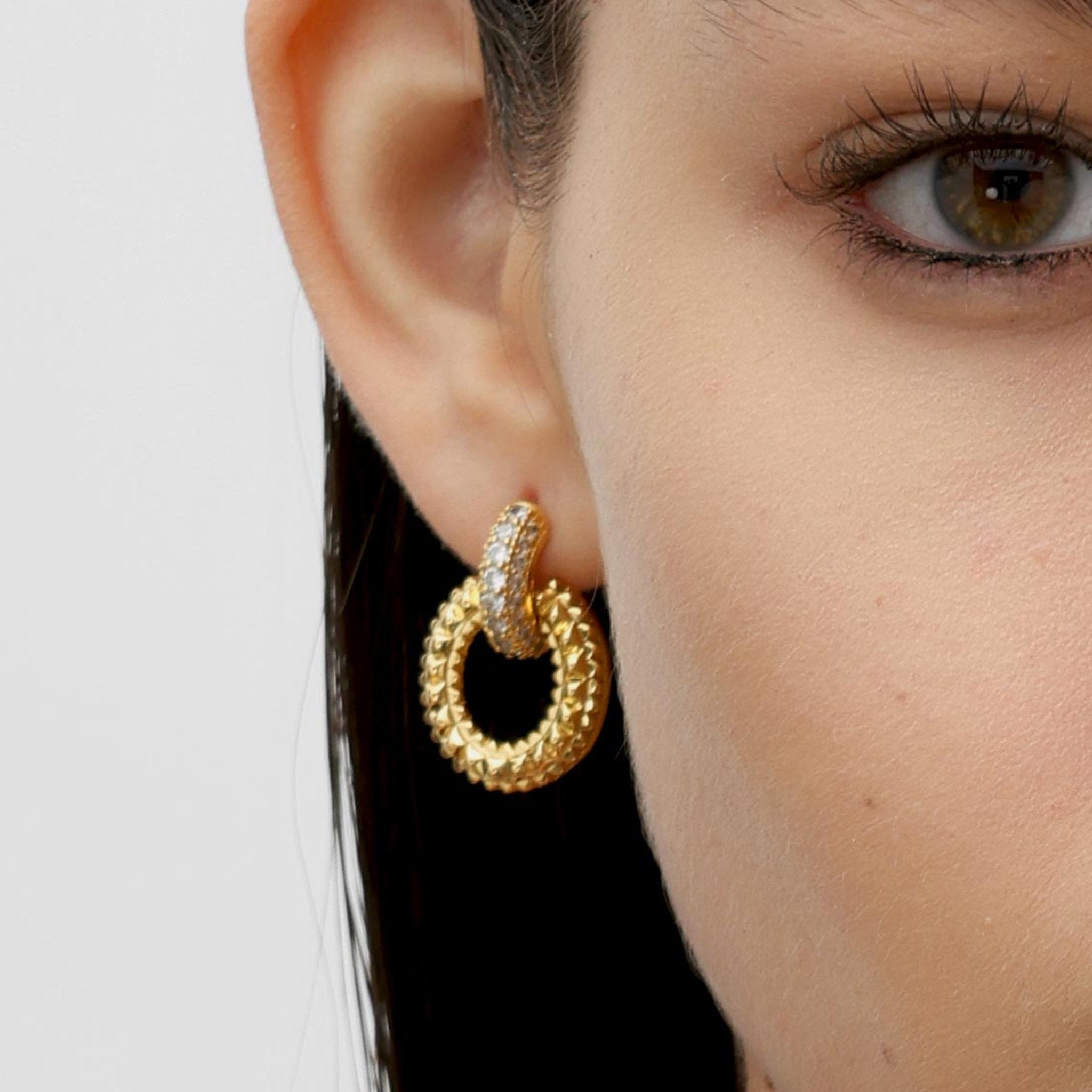 RSNY textured chain stud earrings - R2058B