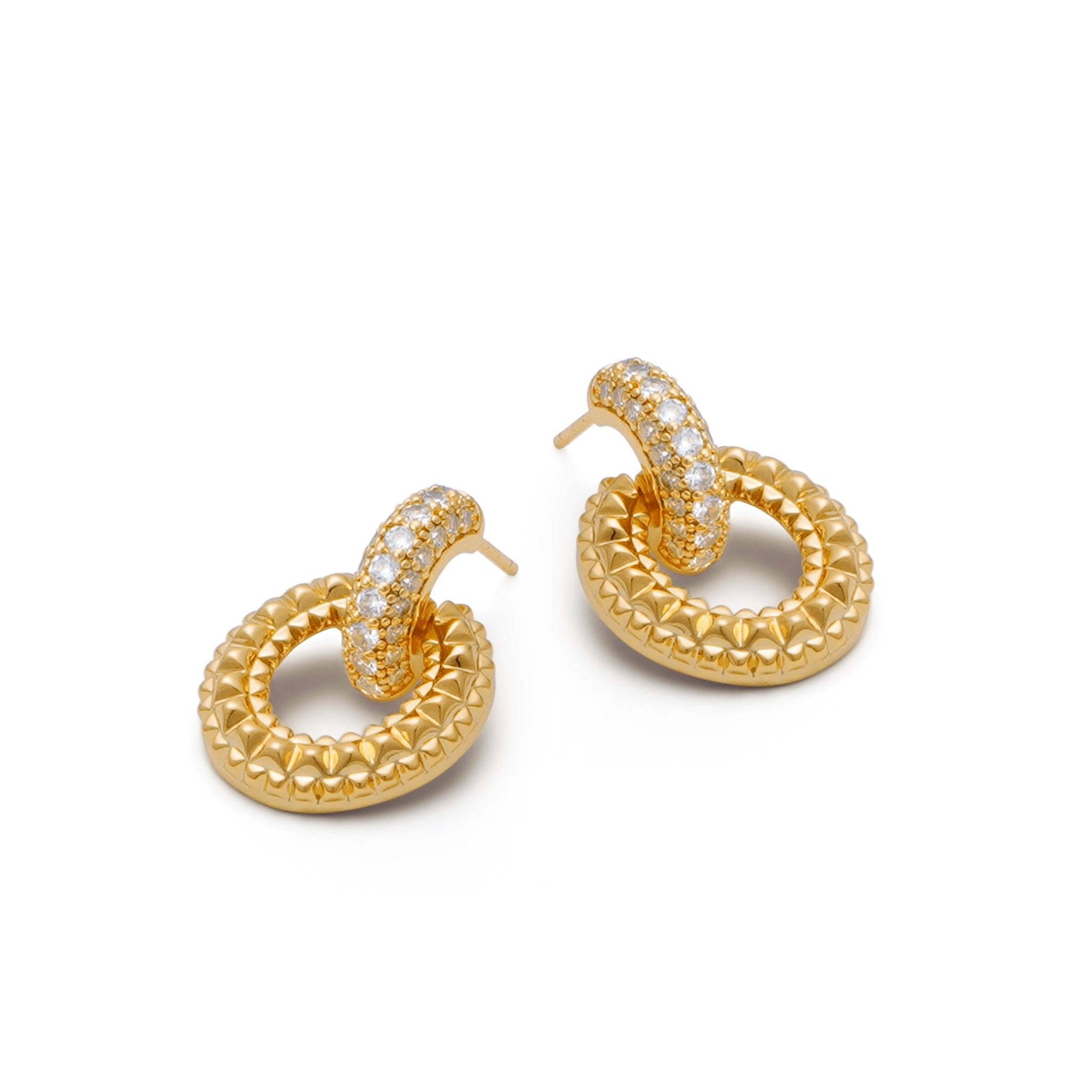 RSNY textured chain stud earrings - R2058B