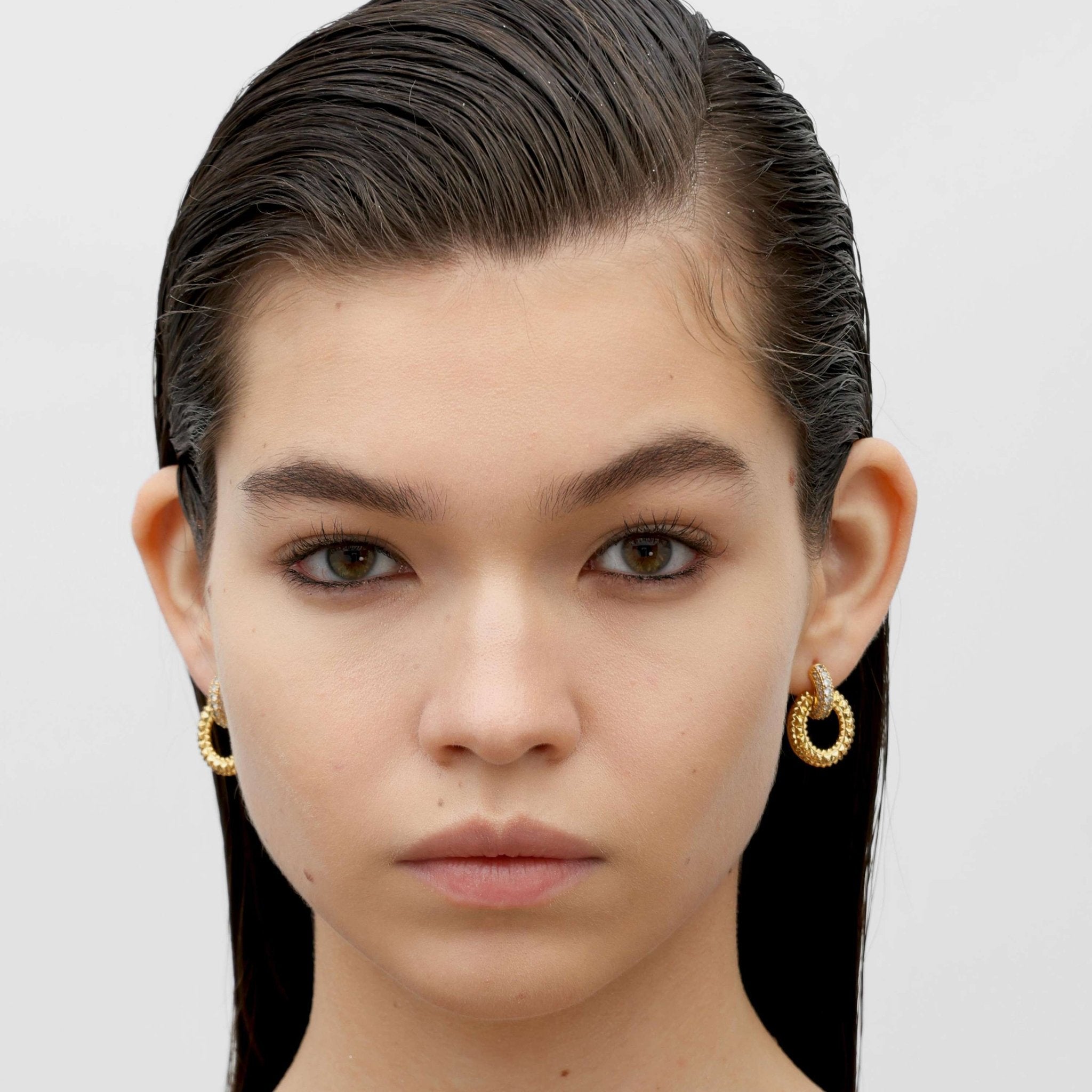 RSNY textured chain stud earrings - R2058B