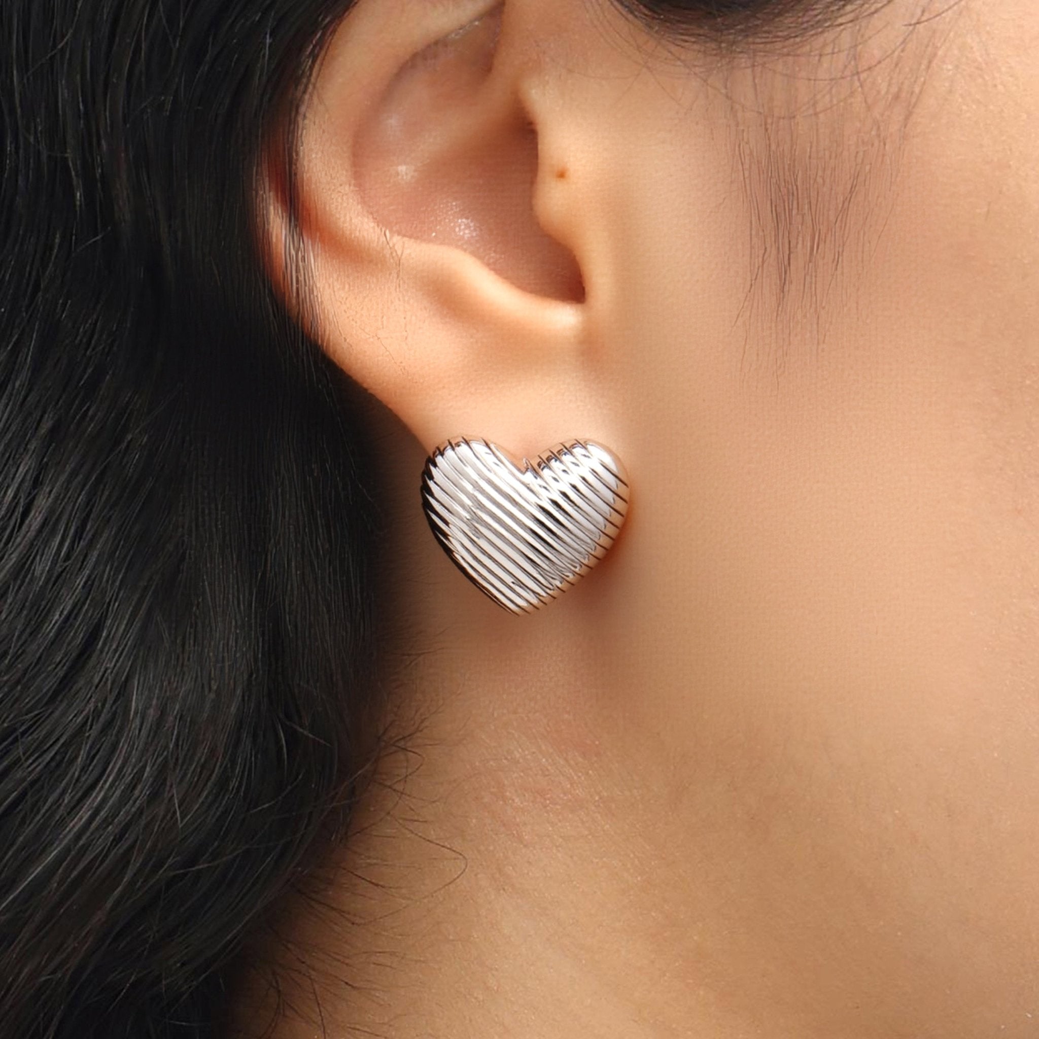 RSNY Textured Heart Earrings - R2228A