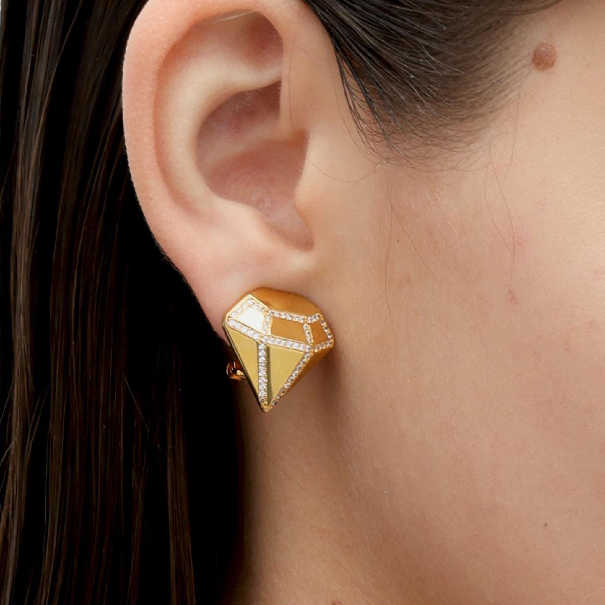 RSNY three - dimensional drill stud earrings - R2088B