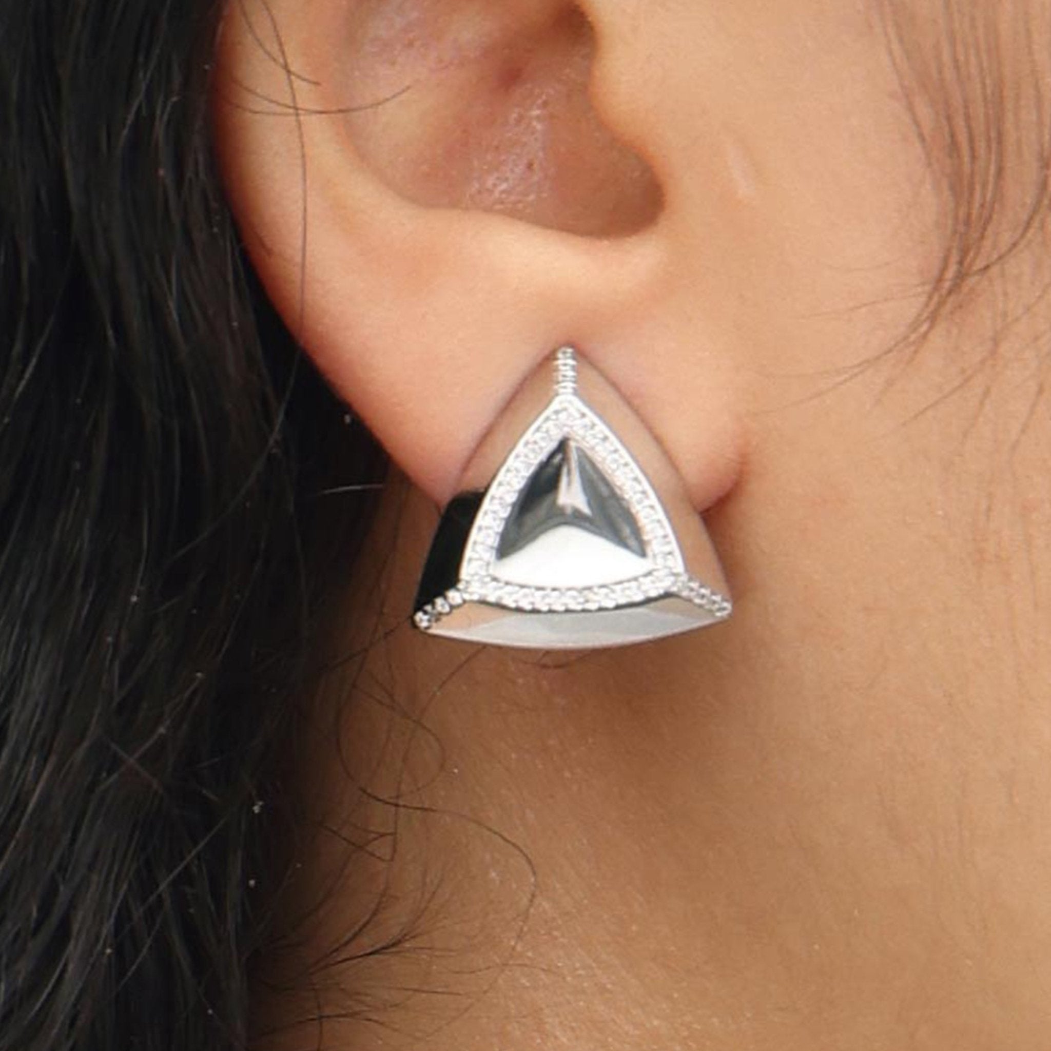 RSNY triangle diamond stud earrings - R2093A