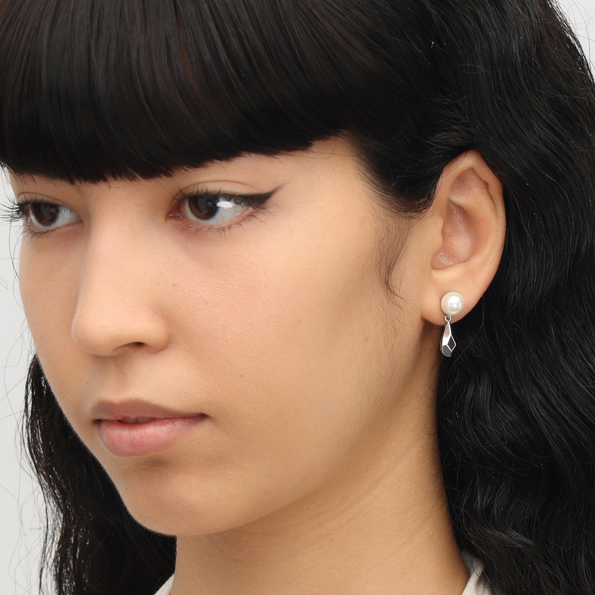 RSNY water drop diamond pearl stud earrings - R2097A