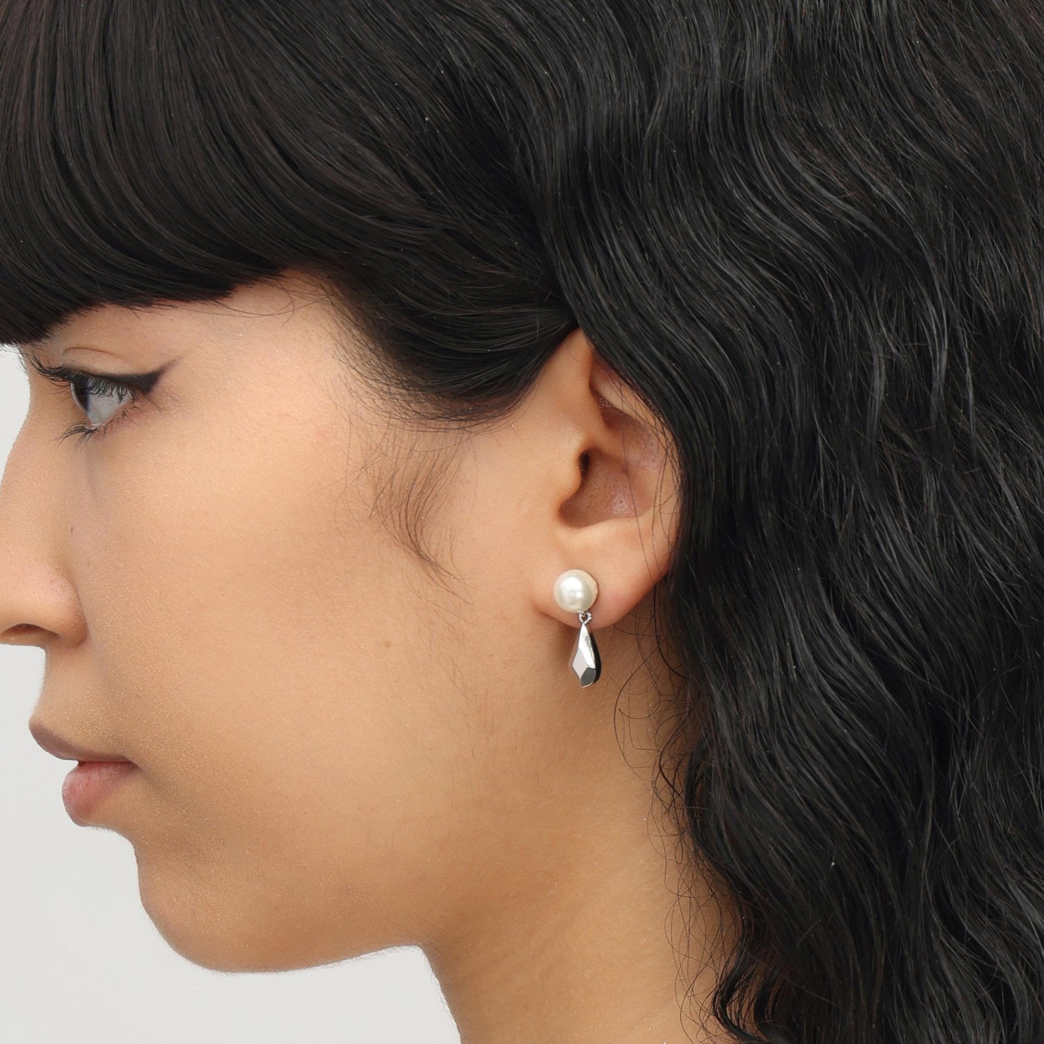 RSNY water drop diamond pearl stud earrings - R2097A