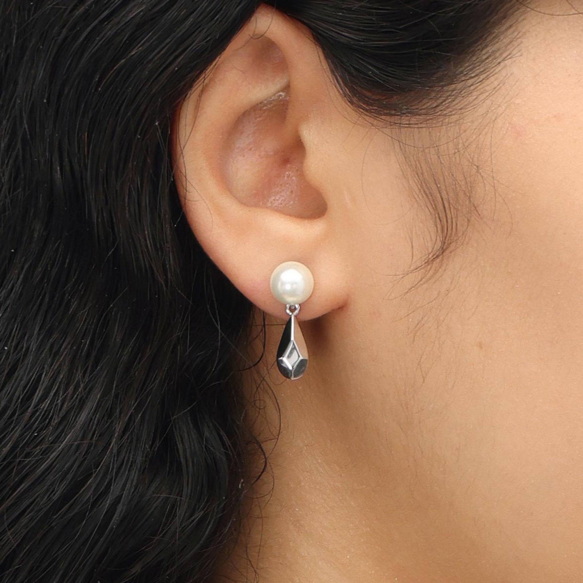 RSNY water drop diamond pearl stud earrings - R2097A