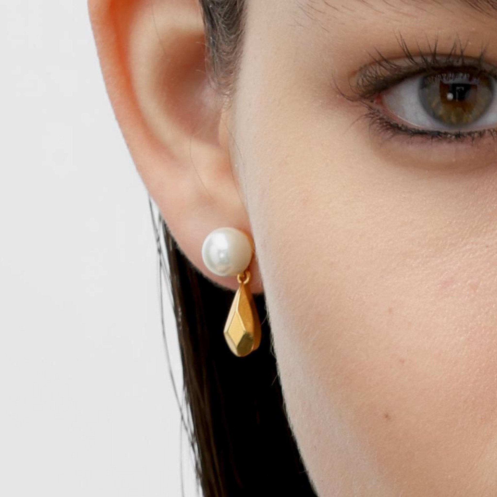 RSNY water drop diamond pearl stud earrings - R2097B