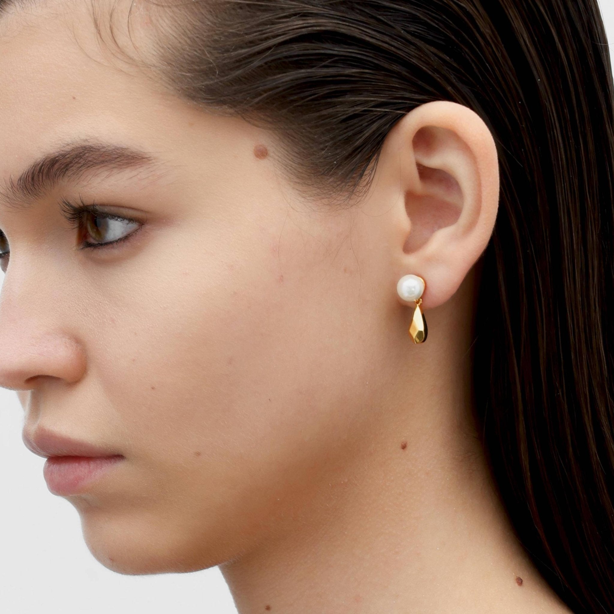 RSNY water drop diamond pearl stud earrings - R2097B