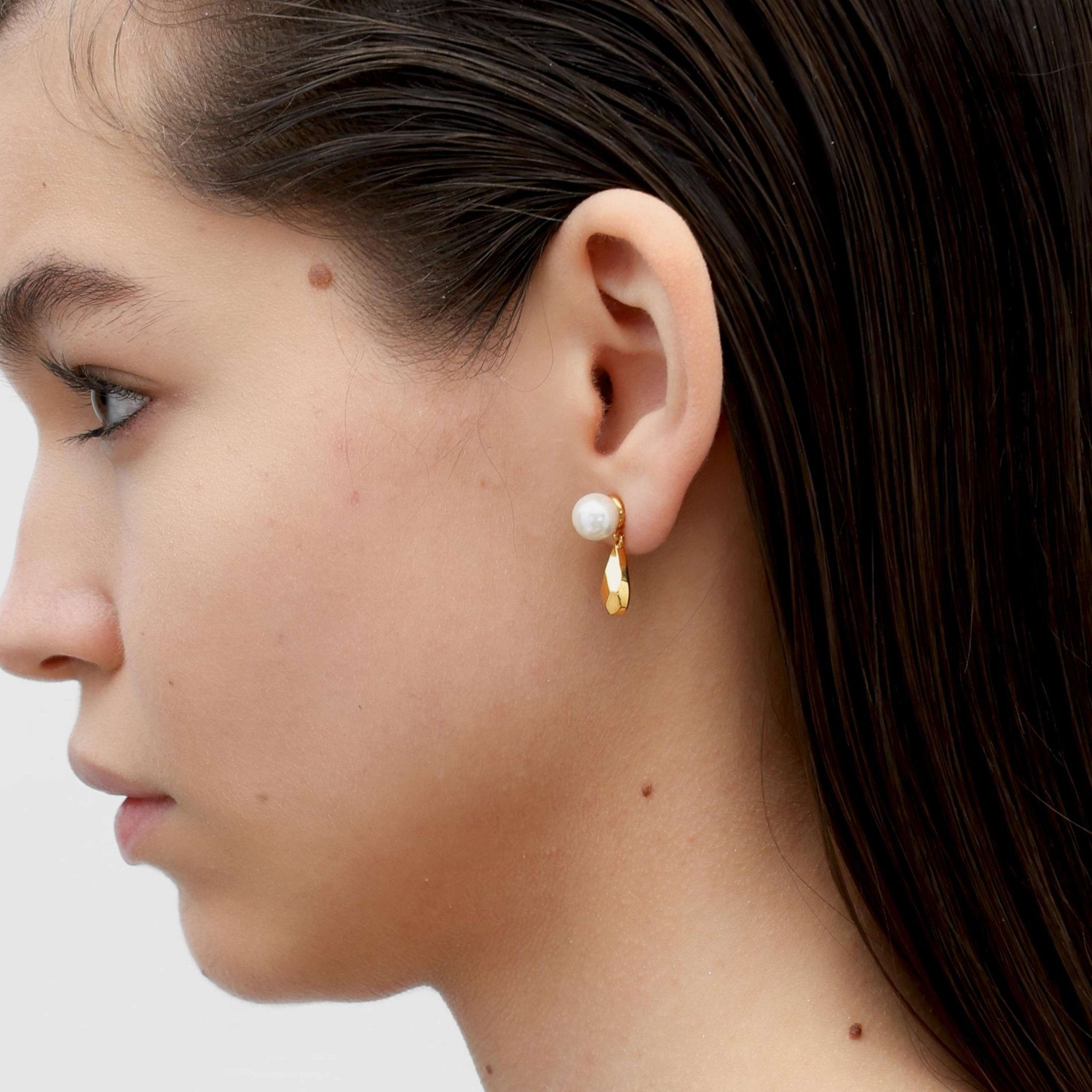 RSNY water drop diamond pearl stud earrings - R2097B