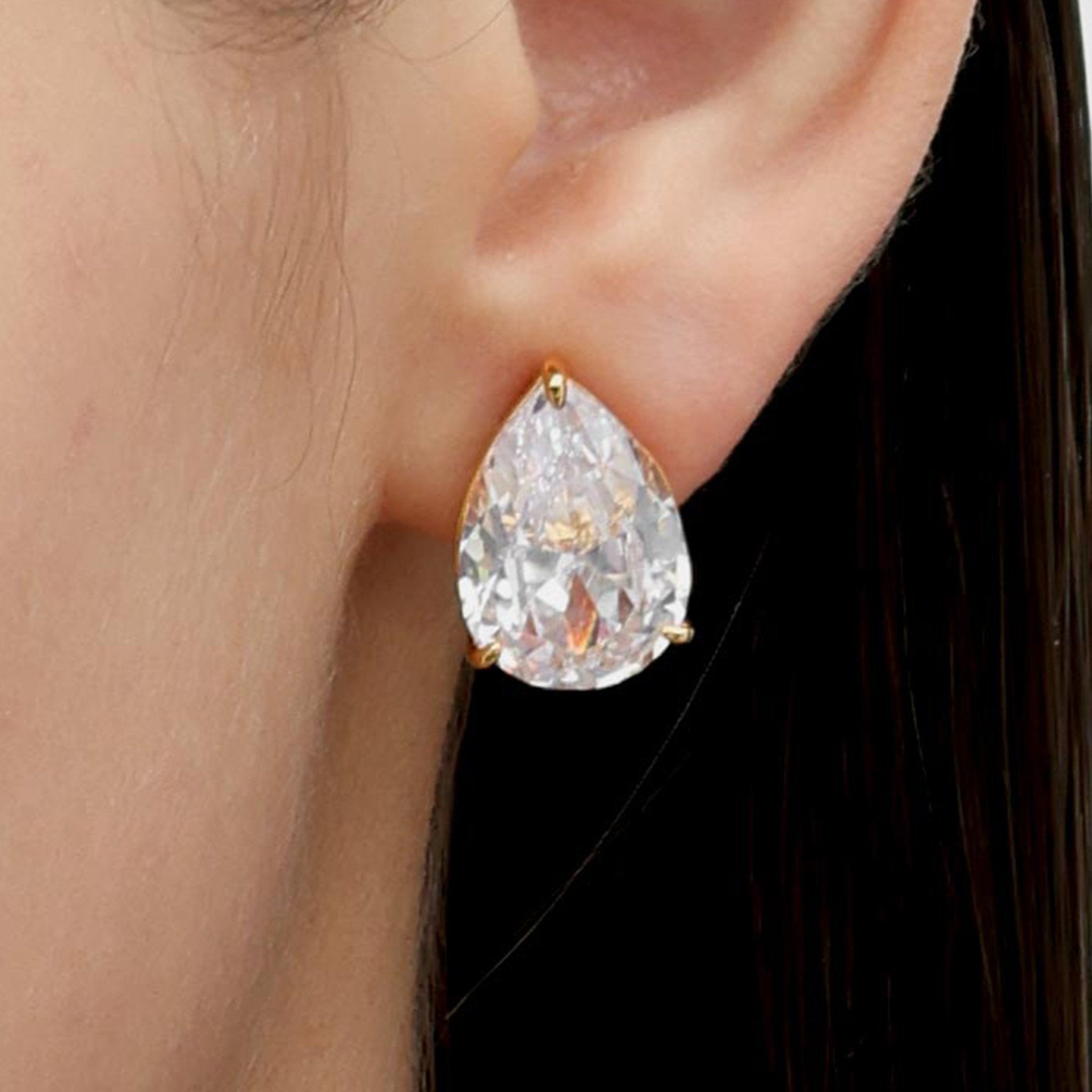 RSNY water drop shape diamond stud earrings - R2131B