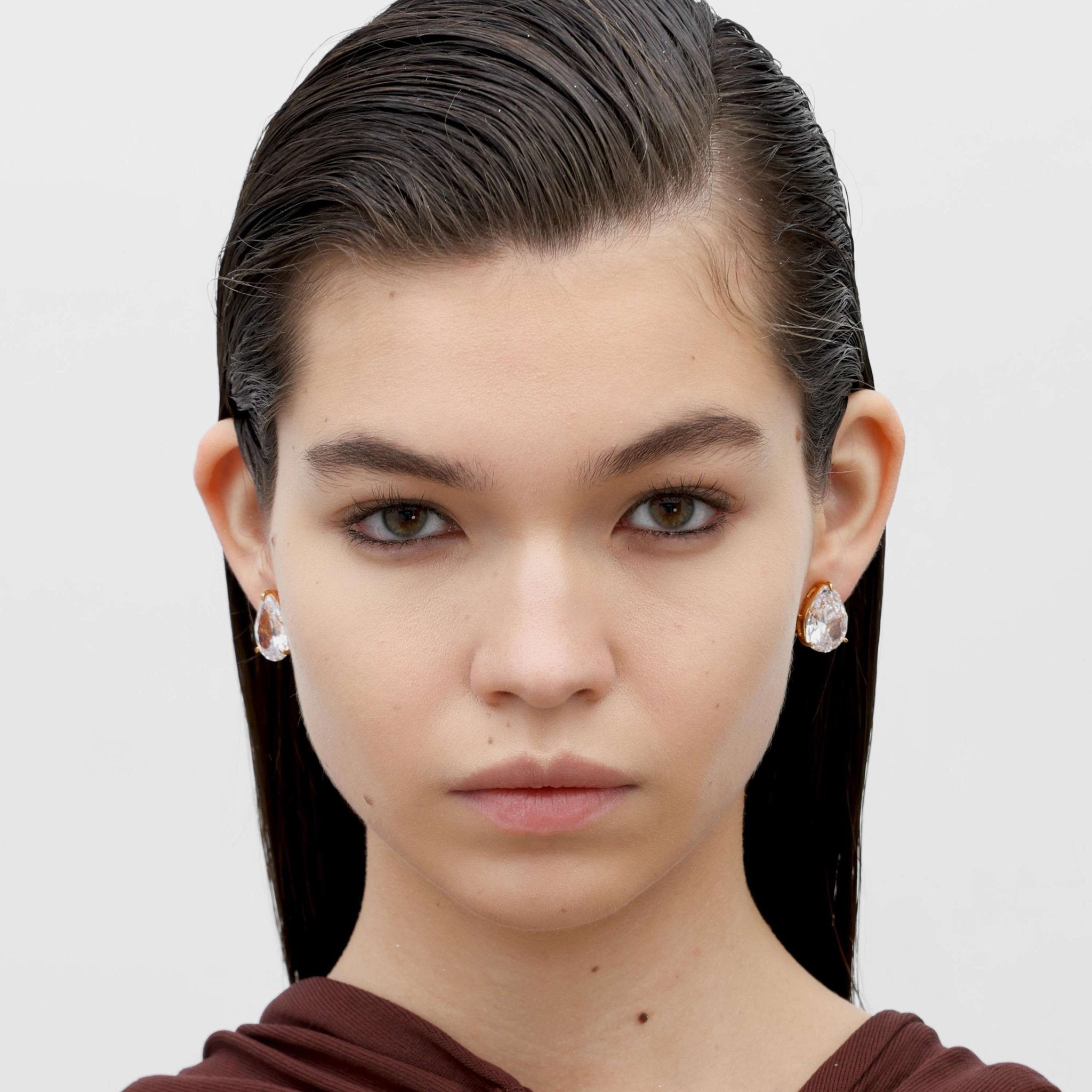 RSNY water drop shape diamond stud earrings - R2131B